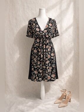 No.6 Store Black Floral Tie-Front Dress – Size S